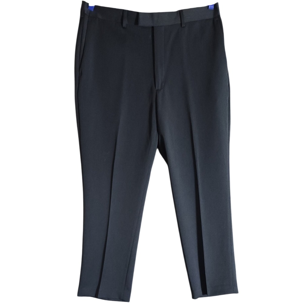 Axist Mens Dress Pants 36x30 Blue Straight Flat Front No Iron Slacks Business